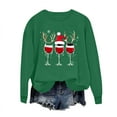 thumbnail image 6 of Ounisa Women Christmas Fleece Sweaters Long Sleeve Crewneck Blouse Pullover Red Wine Glass Graphic Sweatshirts Holiday Graphic Shirts, 6 of 6