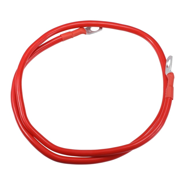 1 Pc 3/8" Terminales de 3 pies Longitud de Cable Universal Cable de Inversor de Batería - Cables de Batería de Calibre 6 AWG Duraderos - Cobre Puro Goma Roja