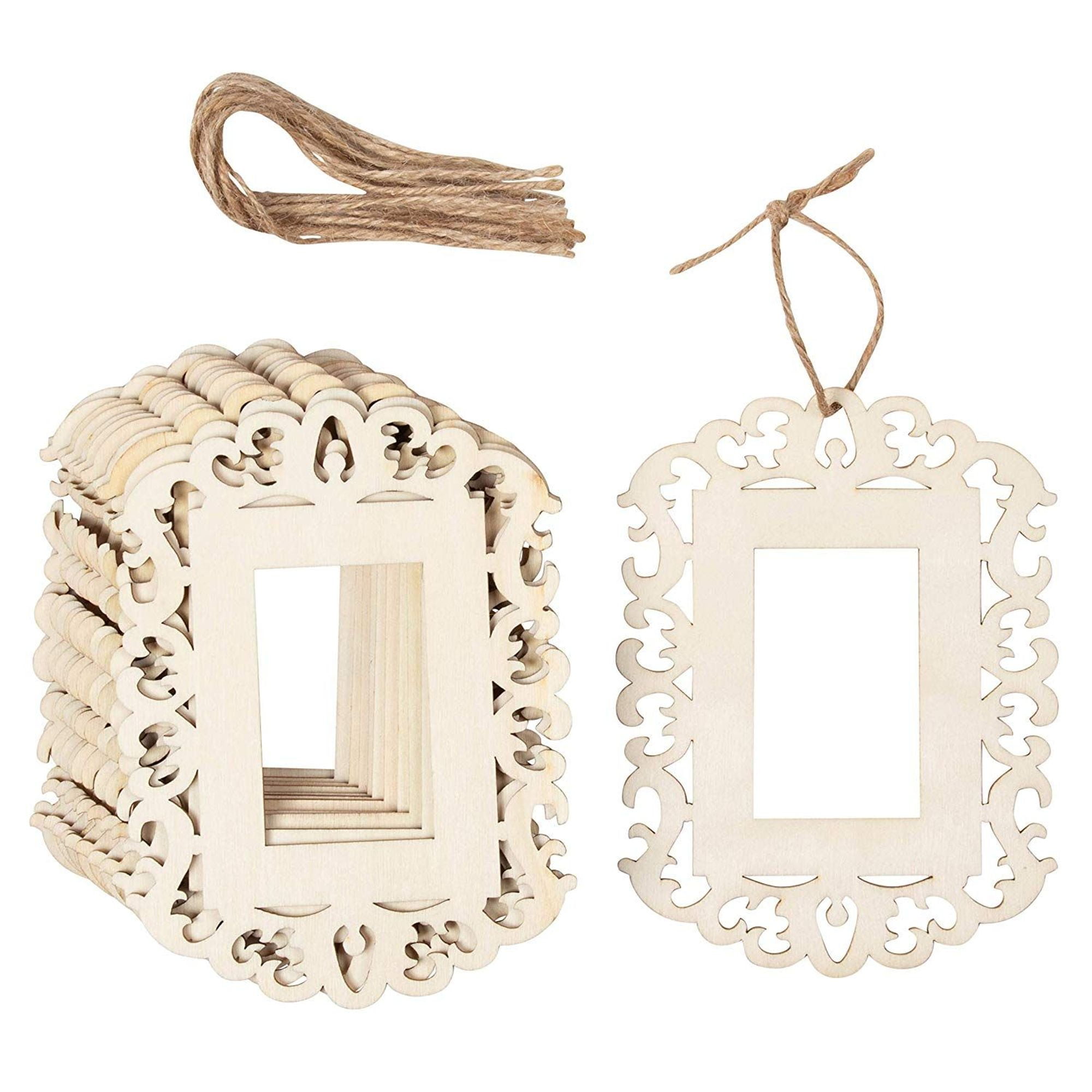 12-Pack Unfinished Wood Frame Cutout - 4.3 x 5.8-Inch Mini Wood Photo
