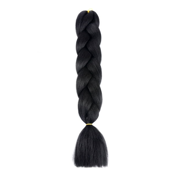 XmhyTop-A Extensiones de cabello trenzado ombré de 60 cm, 3 piezas de cabello trenzado sintético de color sólido para peinados diarios y de fiesta, color negro