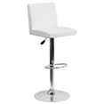 thumbnail image 1 of Contemporary White Vinyl Adjustable Height Barstool with Panel Back and Chrome Base, 1 of 9