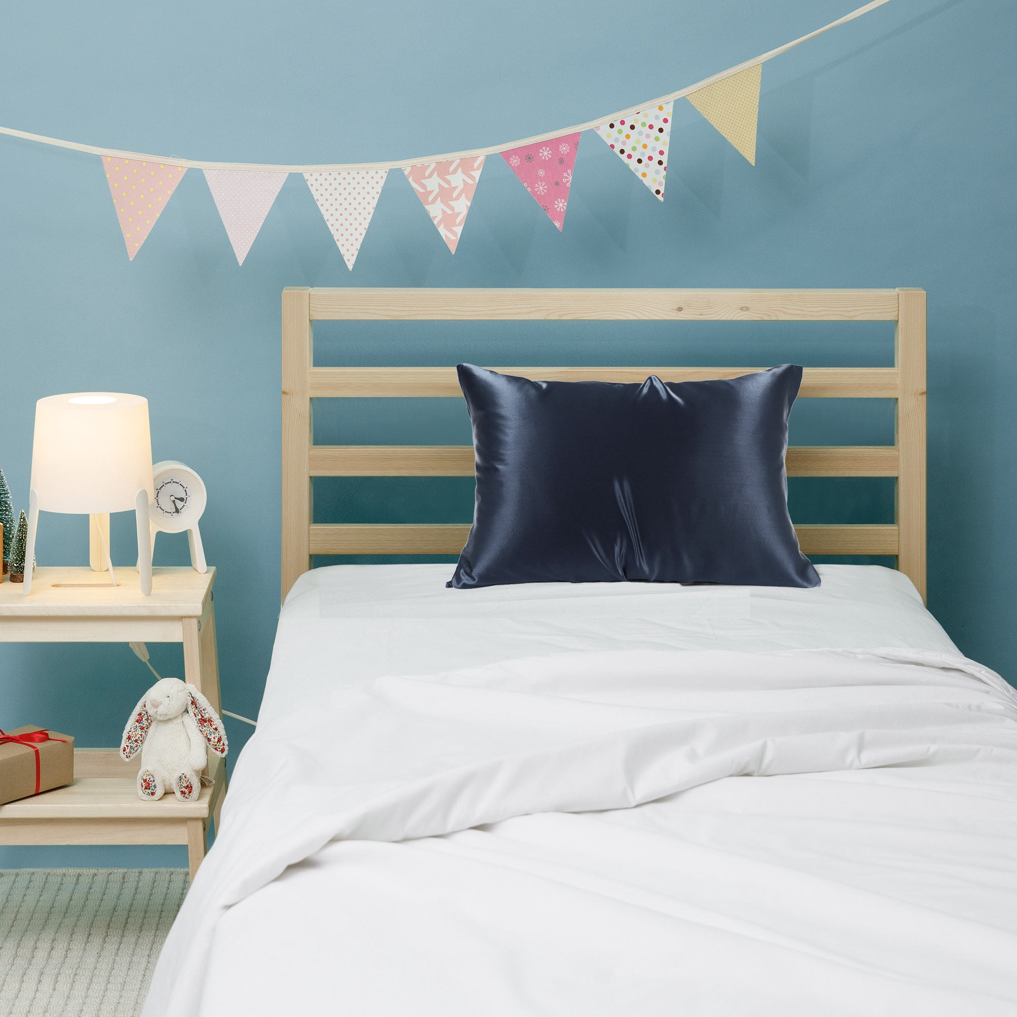 Unique Bargains 100% Luxury Silk Solid Bed Pillowcase, 1 Piece,  Navy Blue