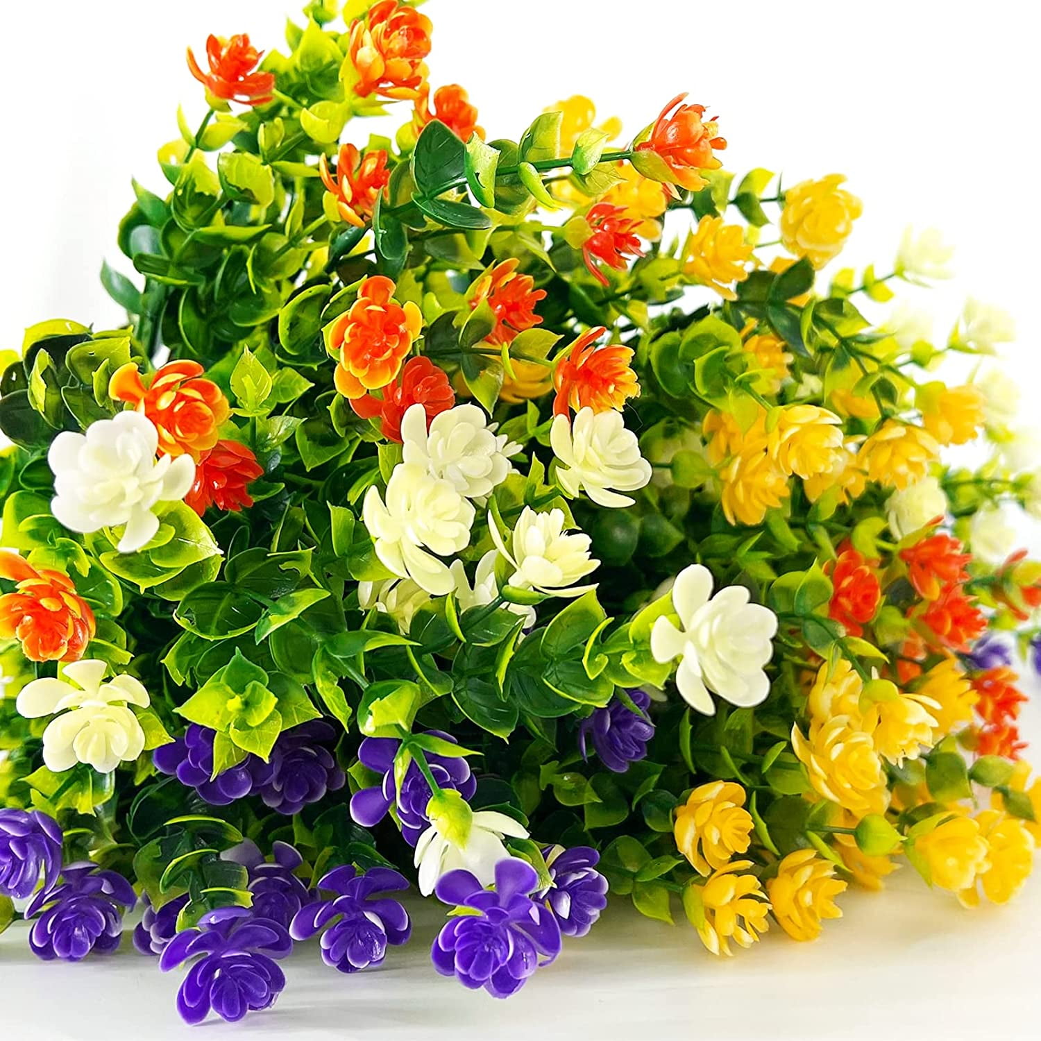 20 Bundles Artificial Flowers for Outdoor Decoration, Fall Decoration UV Resistant Faux Outdoor Plastic Greenery Shrubs Plants Fake Flowers Home Garden Fall Decor(Orange Red)