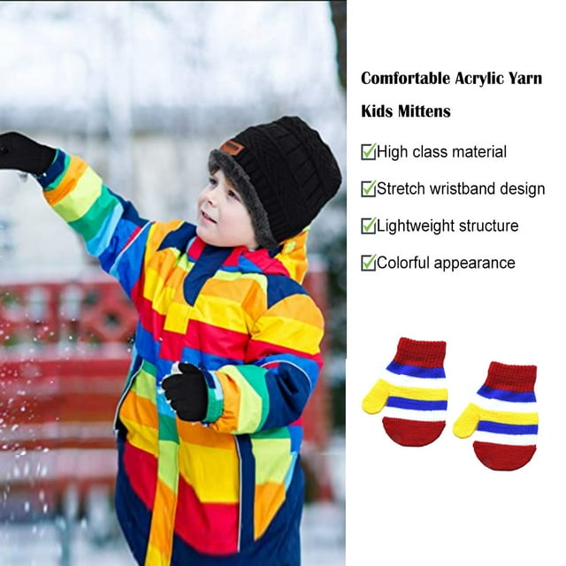 1 Paire de Mitaines pour Enfants Confortables Style Simple Pratiques d'Hiver Mitaine pour Tout-Petits Style Simple Couvre-Mains Réchauffant Mitaines Tricotées pour Enfants pour l'Extérieur Rouge