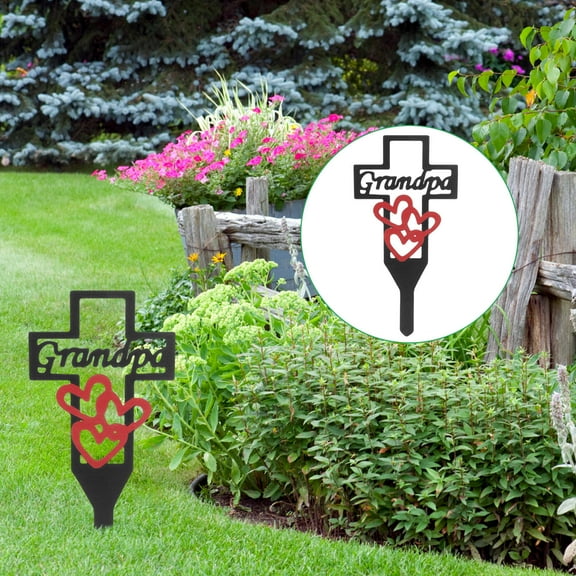 Worgeous  Memorial Stake for Grandpa Garden Stakes Grave Flowers Cemetery Mother Father Black
