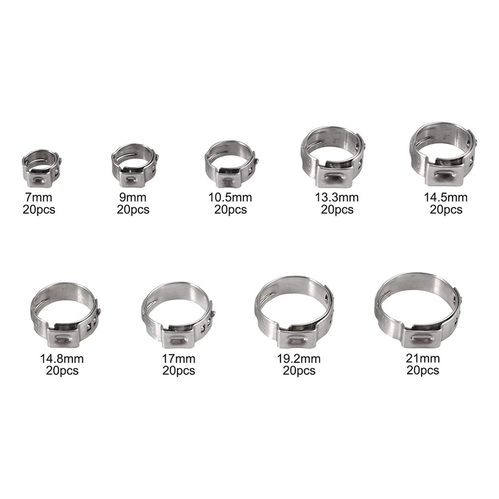 Adjustable Stainless Steel Single Ear Hose Clamp Set with Pliers, Fits 5.8-21mm Tubes Suitable for Various Applications
