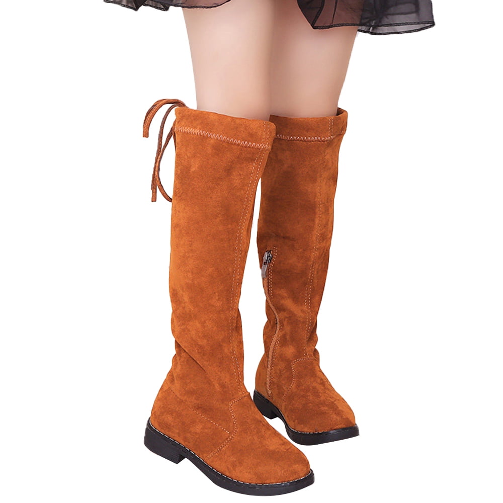 Girls Winter Kids Long Boots Over Knee High Shoes Lace Up Party Casual Comfy US
