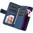 thumbnail image 2 of ZUKKASHAN For Samsung Galaxy A15 4G/5G Zipper Case 9 Card Slots with Strap Shockproof Leather Flip Wallet Handbag Zip Pocket Phone Cover Stand Folio Magnetic Shell for Samsung Galaxy A15 4G/5G, 2 of 5