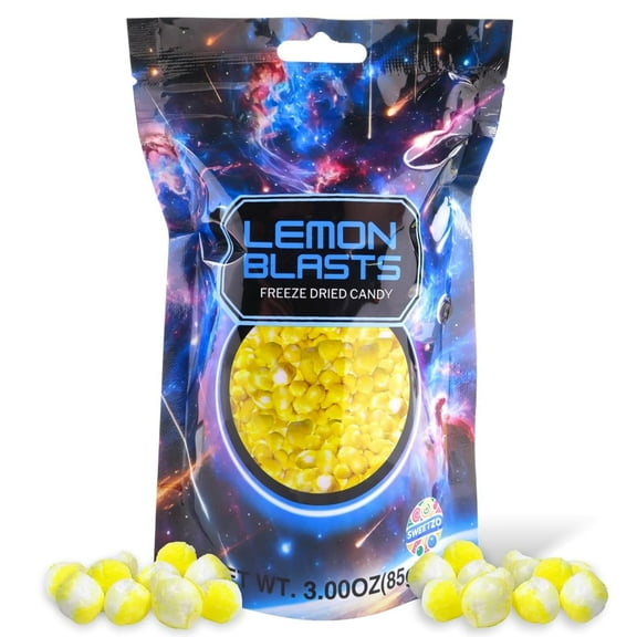 Freeze Dried Sour Lemon Blasts, Dehydrated Candy, 3 Ounce Bag