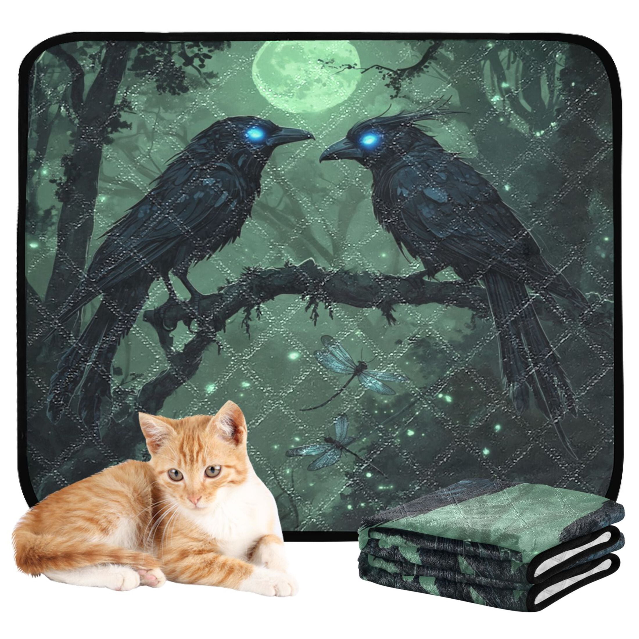 Qxltty The Midnight Crow Cat litter Pads Pet Set of 2 Diaper Mats Center Anti-leakage Layer Absorbent Soft and Comfortable