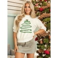 thumbnail image 2 of Women Holiday Graphic Sweater Casual Pullover Tops Merry Christmas Tree Sweaters White S, 2 of 8