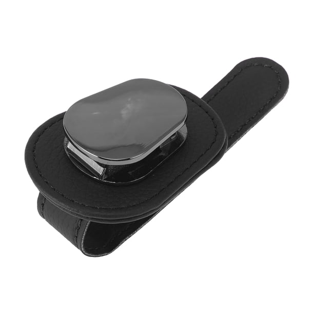 Clip para gafas de sol del coche Unique Bargains, soporte universal para gafas de sol en el parasol, cuero PU, metal negro 10x5cm 1 Pcs