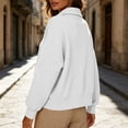 thumbnail image 6 of ClodeEU Women's Collared V Neck Long Sleeve Cropped Sweatshirt,Casual Loose Pullover Top White,Women's Plus XXL, 6 of 7