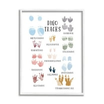 Stupell Industries Dino Tracks Diagram Animals & Insects Painting White Framed Art Print Wall Art, 11 x 14