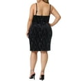 thumbnail image 3 of Vestido mini de fiesta sin mangas de terciopelo de talla grande para mujer Agnes Orinda en negro 2X, 3 of 5
