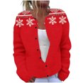 thumbnail image 3 of QATAINLAV Woman Knit Sweater Christmas Gifts Casual Long Sleeve Button Cardigans Ugly Graphic Sweaters Tops, Red, XXXL, 3 of 6