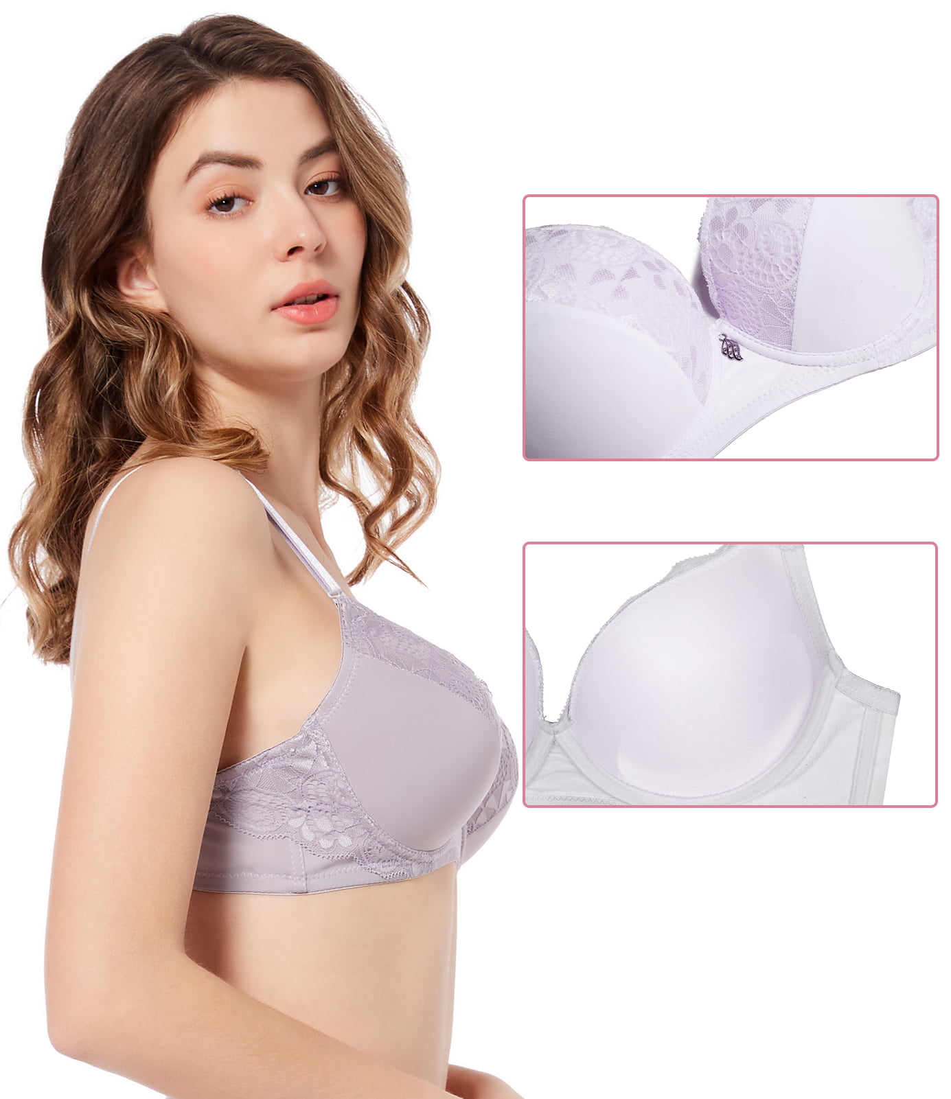 3pack Woman Padded Push-up Bras, Sexy Lace Cover Underwire, Silicone  BrassiereComfortable Bras for Women Padded Bras for Women GY83261-34C 