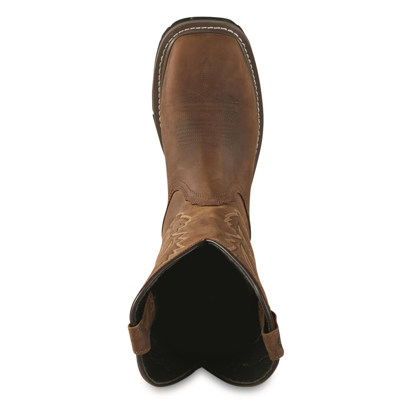 Guide Gear Men's Western Work 2.0 Pull-On Work Boots, Square Toe Distressed Brown 11 2E   (Wide)
