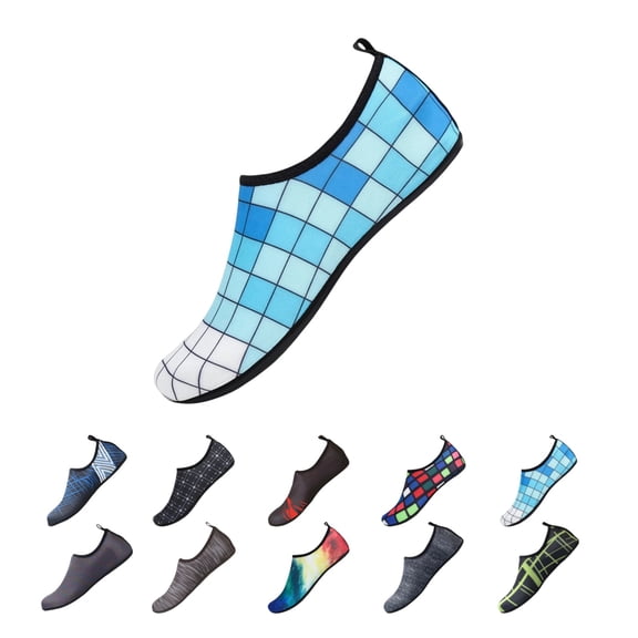 IEMIEMIEM Water Shoes Women Men Breathable Soft Barefoot Quick Drying Wide Slides Aqua Socks for Beach Pool Aqua Surf Yoga Gym Sport Blue 9 Women/8 Men