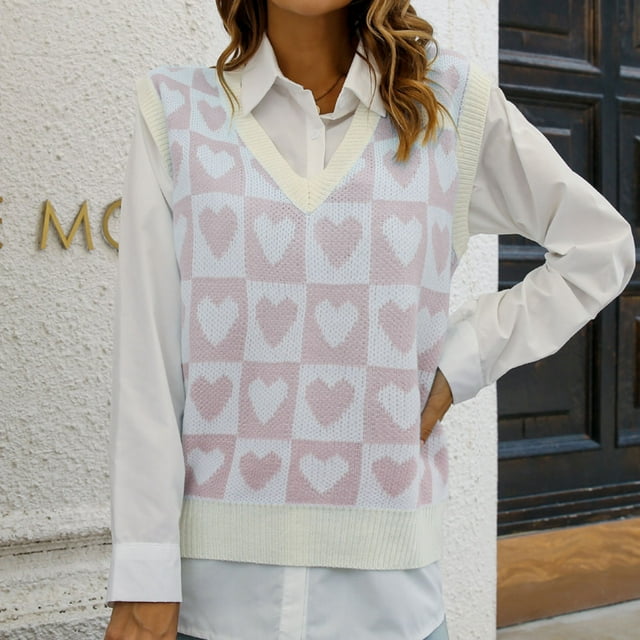 EGNMCR Camisole Chandail pour Femmes, Chandail pour Femmes Mode Femmes Sans Manches à Col en V Chandail à Enfiler Imprimé Chandail Décontracté Débardeurs Femmes Chandail