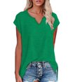 thumbnail image 4 of Summer Fashion Plus Size Tshirts for Women Sexy Sleeve Sequins Loose Polluer Solid V-Neck Blouse, 4 of 8