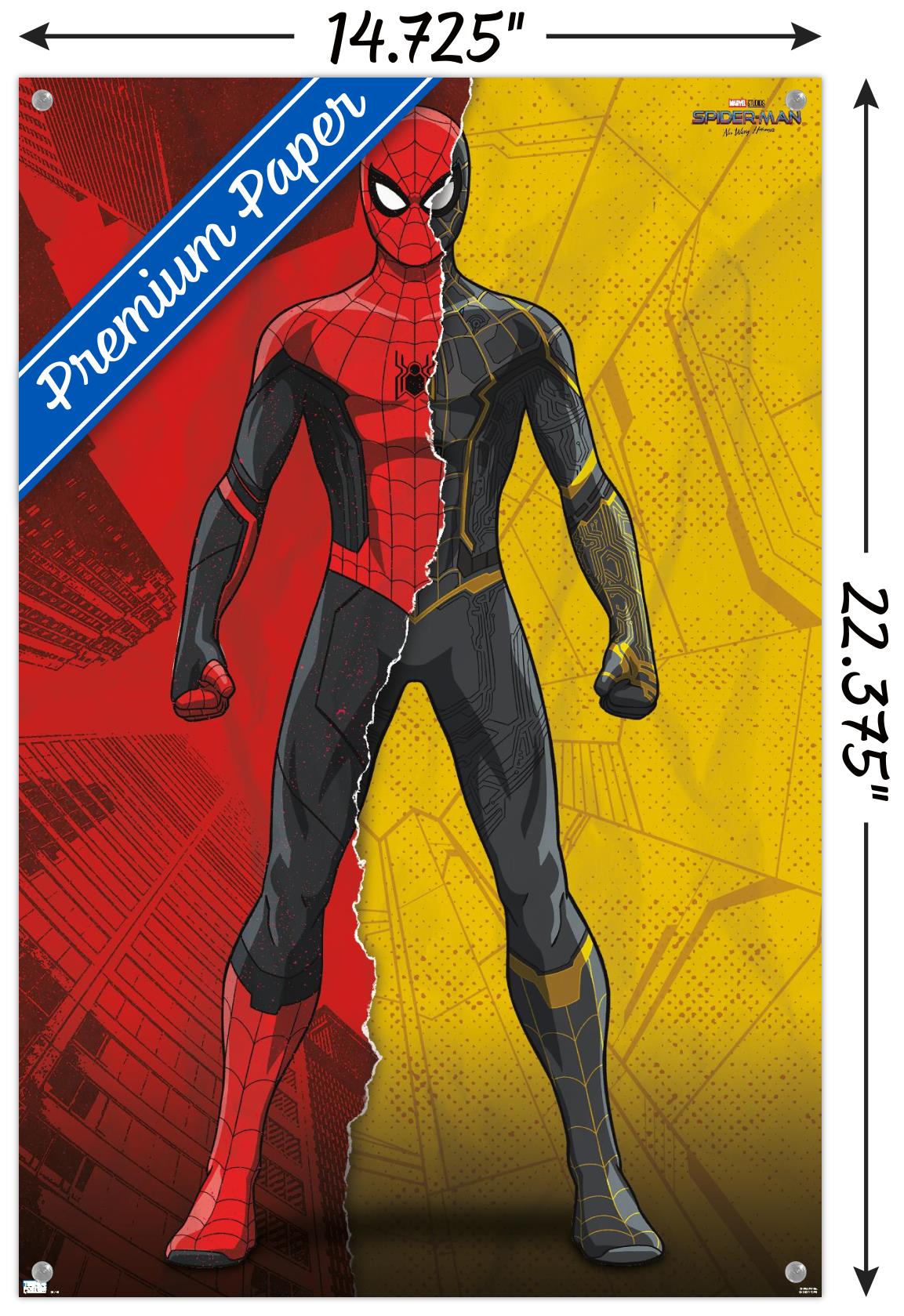 Marvel Spider-Man: No Way Home - Costume Blend Wall Poster with Push Pins, 14.725" x 22.375"