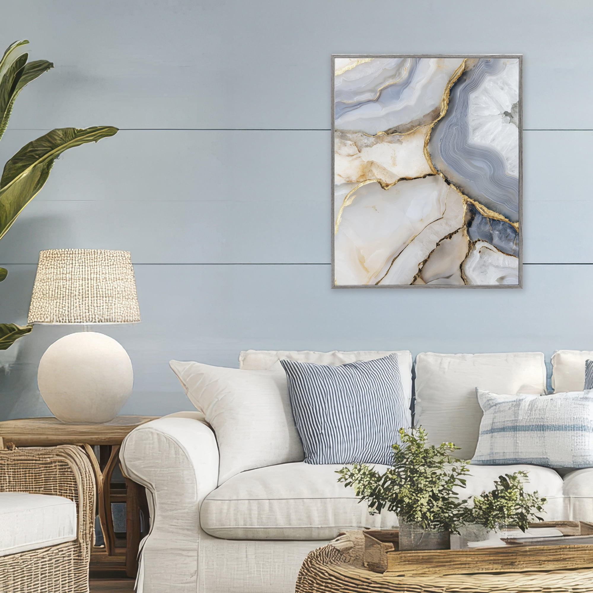 Stupell Industries White And Gray Geode Gray Framed Giclee Art, design by Svetlana Aleynikova