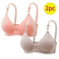 thumbnail image 2 of Ecqkame Bras for Women 2Pc Solid Color Stretchy Lightly Comft Wireless Seamless Adjustable Strap Evryday Bras Women's Bra Gray 40/90 on Clearance, 2 of 5