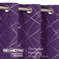 thumbnail image 3 of Cortinas opacas Deconovo con estampado geométrico de líneas, aislantes térmicos, con ojales, color uva morado/línea geométrica, 42 x 45 pulgadas, para el hogar, 3 of 6