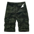 thumbnail image 2 of VEKDONE Plaid Cargo Shorts for Men Summer Cotton Button Zipper Work Pants Fashion Multi-Pockets Streetwear Shorts Big And Tall Half Pants, 2 of 5