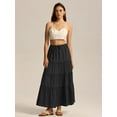 thumbnail image 3 of Mawalde Women Tiered Long Skirts Pleated A Line Adjustable Elastic Waist with Drawstring Flowy Long Skirt, 3 of 8