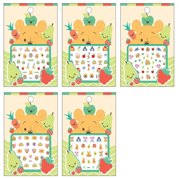 10 Sheets Winnie the Pooh Cartoon Nail Stickers for Girls Kids - Cute Self-Adhesive Nail Art Decals