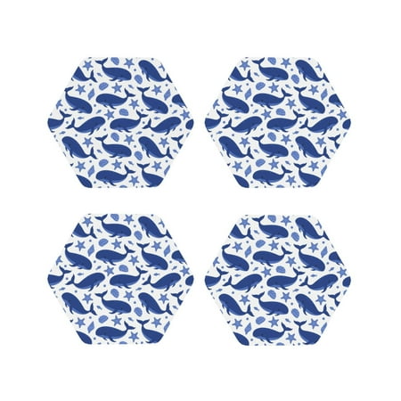 

Tideii Whale for Leather Coasters 4 Pieces Anti-fouling and Anti-scalding Decorative Coasters Suitable for Restaurants Kitchens Coffee Shops-Hexagon