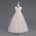 thumbnail image 5 of BLTIBY Girls Lace Sleeveless Dresses Wedding Dance Evening Tutu Princess Prom Maxi Party Dress Beige 15-16 Years, 5 of 7