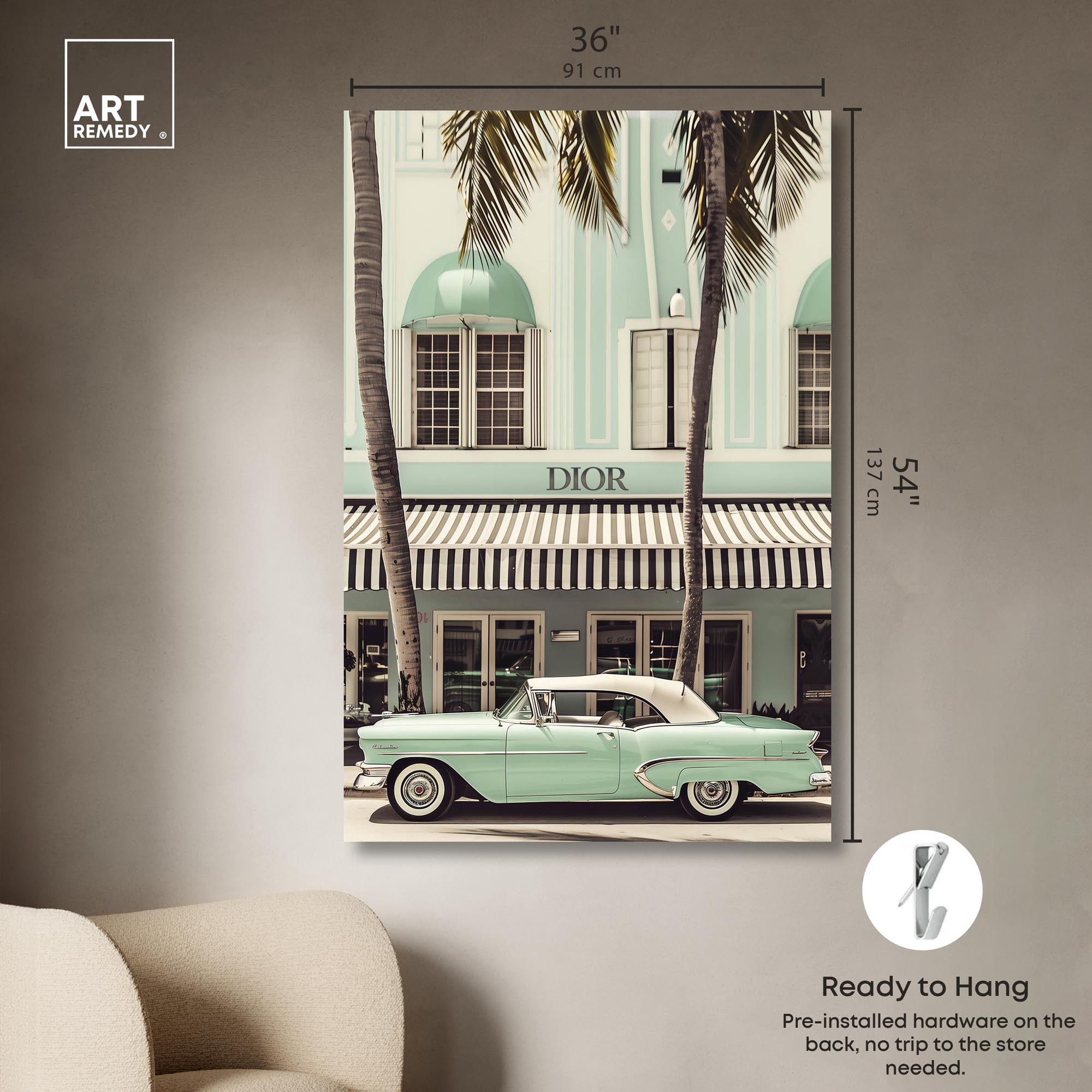 Art Remedy Retro Travel Photos Canvas, 36" x 54", Gallery Wrapped, Vintage Mint Green Cruise