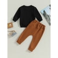 thumbnail image 4 of Bagilaanoe 2PCS Toddler Baby Boy Long Pants Set Letter Print Long Sleeve Sweatshirt Pullover Tops + Drawstring Sweatpants 1T 2T 3T 4T 5T 6T Kids Casual Sweatsuits, 4 of 8
