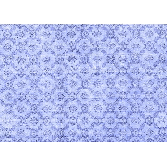 Ahgly Company Machine Washable Indoor Rectangle Persian Blue Traditional Area Rugs, 7' x 9'