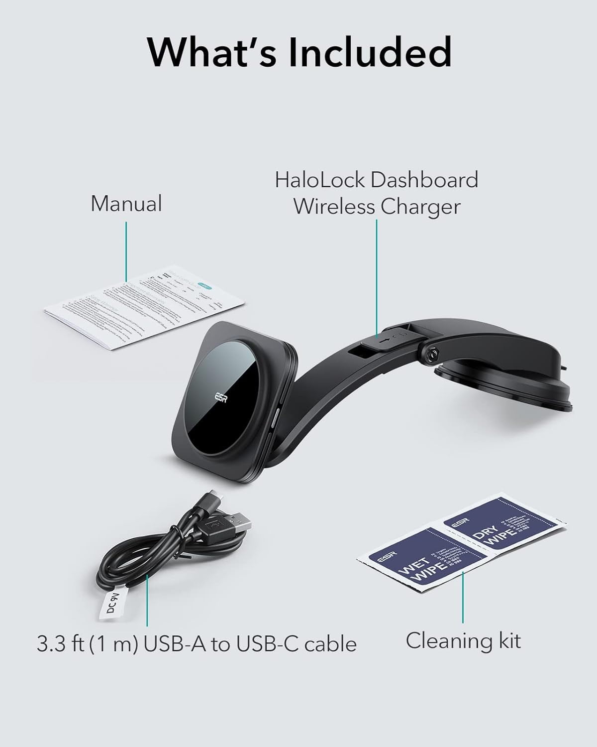 ESR HaloLock Dashboard Wireless Charger Black