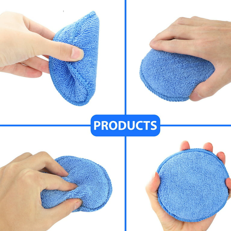 Microfiber Wax Applicator, Ultra-Soft Microfiber Wax Applicator Pads with  Finger Pocket Wax Applicator for Cars Wax Applicator Foam Sponge (Blue, 5  Diameter, Pack of 20) 