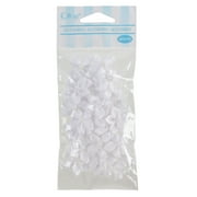 Offray Accessories, White 3/4 inch Value Pack 5 Petal Flower with Pearl Accessory for Wedding, Hair Clips, and Scrapbooking, 30 count, 1 Package