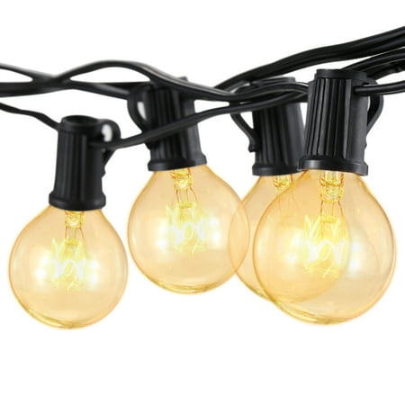

G40 Incandescent String Light UL listed 2 Spare Bulbs Total Power 125W 25FT E12 Base for Patio Garden Backyard Party Holiday Wedding Decorations