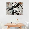 thumbnail image 2 of Acheng  Banksy Canvas Wall Art - Panda with on Wall Cities Animals Digital Art for Living Room, Bedroom, Office pattern1, 2 of 6