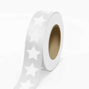 JAM Paper Standard Label Rolls, Star, 2 3/4 x 2 7/8, Clear Transparent Film, 125 Labels/Roll