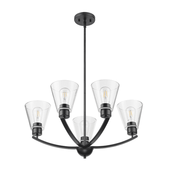 Prominence Home Fairendale Matte Black 5-Light Chandelier with Clear Glass