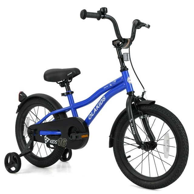 OLAKIDS Vélo Enfant, 12, 14, 16 et 18 Pouces, avec Stabilisateurs, Sonnette, Selle et Guidon Réglables, Frein à Main et Frein à Rétropédalage, pour Garçons et Filles.