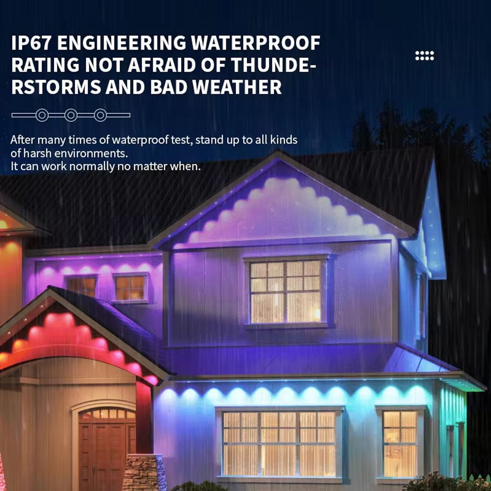 VIVIHEYDAY Permanent Outdoor Lights 50ft, Smart RGB App Remote Control Outdoor Lights with 30 LEDs, LED Eaves Lights IP67 Waterproof, House Roof Outdoor Lighting for Party, Halloween, Christmas