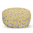 thumbnail image 1 of Fruits Pouf Cover with Zipper, Fresh Summer Eats Watermelon Slice Strawberry Pear Cherry Graphic, Soft Decorative Fabric Unstuffed Case, 30" W X 17.3" L, Mustard Peach and Blue Violet, by Ambesonne, 1 of 5