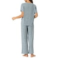 thumbnail image 3 of INSPIRE CHIC Women's Lounge Outfits Ribbed Knit Short Sleeve Tops with Shorts Soft Casual Pajama Sets S Blue, 3 of 6