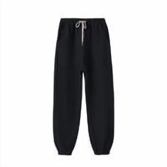 Womens Sweatpants 2025 Solid Color Warm Casual Lace-Up Leggings Pants Drawstring Athletic Joggers Black (M-5XL)