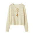 thumbnail image 6 of Asxite Women Summer Tops Long Sleeve Knit Crochet Cover Up Beach Swimsuit Bikini Solid Sheer Shirts, 6 of 7